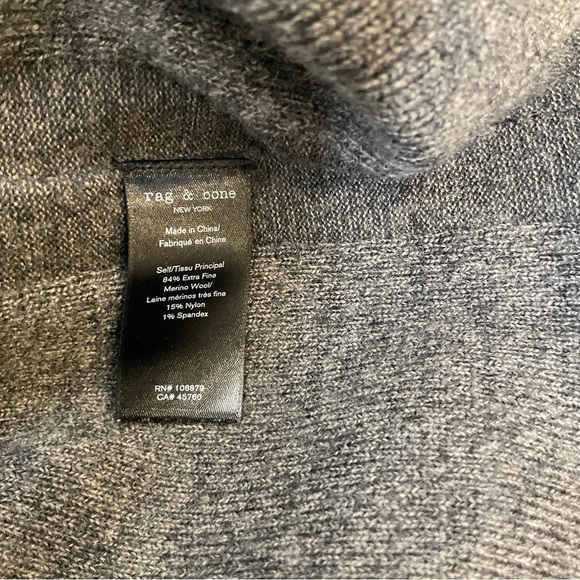 Mens Rag & Bone Collin Crew Neck Sweater Merino Wool Grey - Picture 9 of 9
